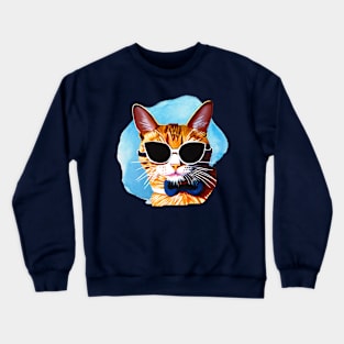 Ginger Cat wearing sunglasses Sassy Cat Crewneck Sweatshirt